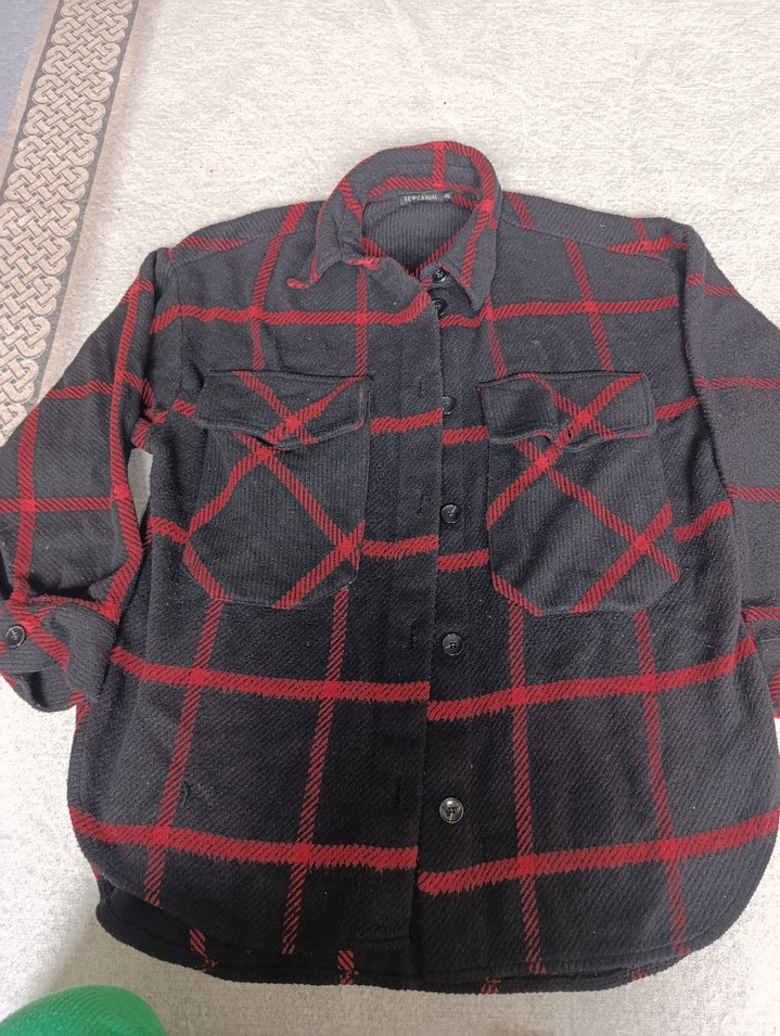 Düğmeli Kırmızı Kareli Kadın Gömlek - Görsel 2