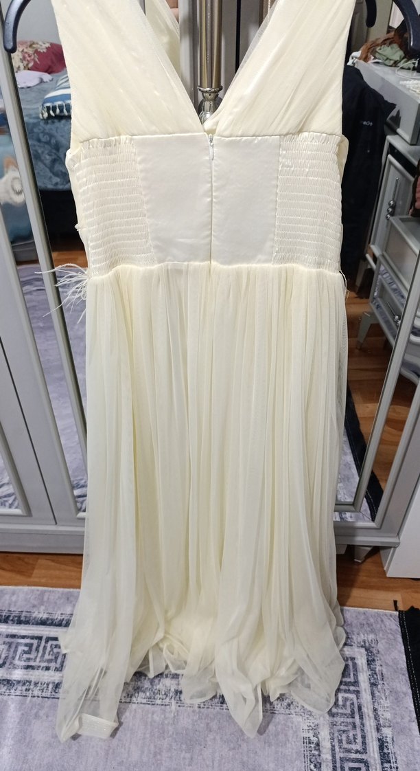 V yaka, ince askılı bohem gelinlik - Görsel 2