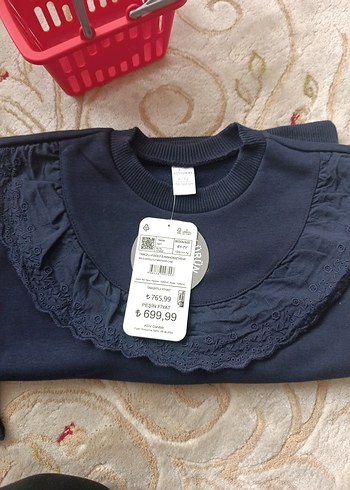 Lacivert Kadife Kız Çocuk Eşofman Takımı - Görsel 4