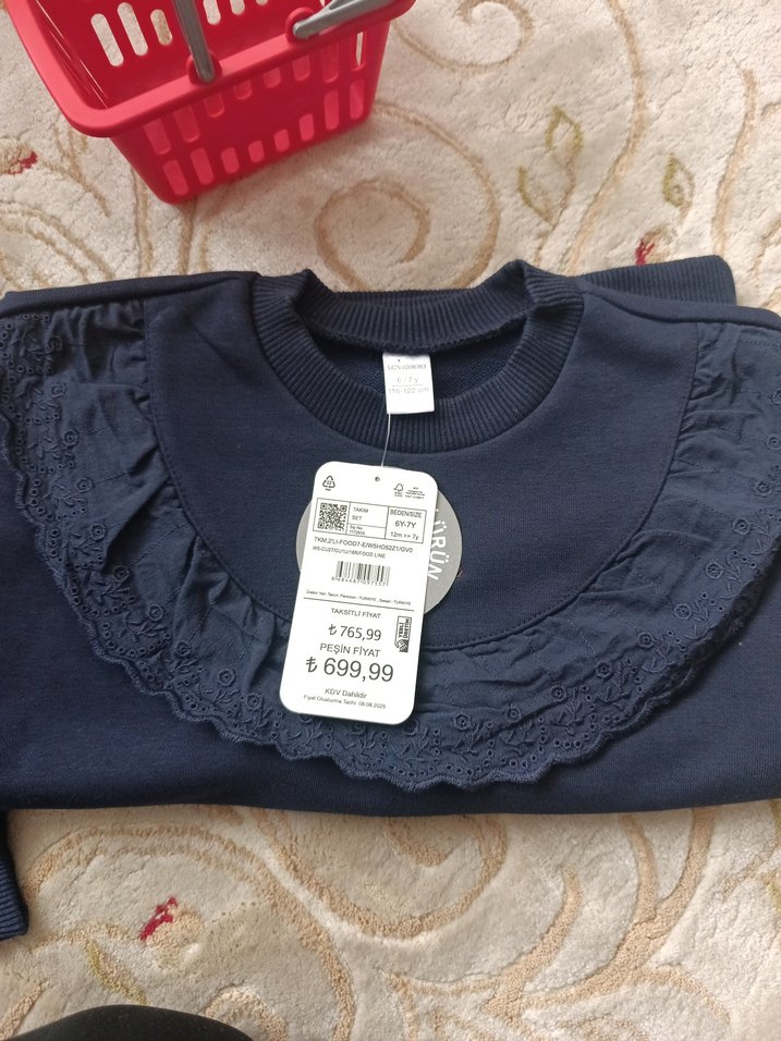 Lacivert Kadife Kız Çocuk Eşofman Takımı - Görsel 4