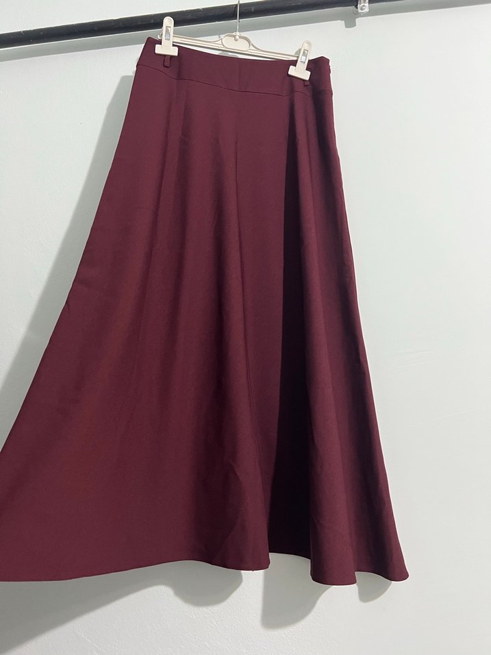Bordo Uzun Salaş Kadın Etek - Görsel 2