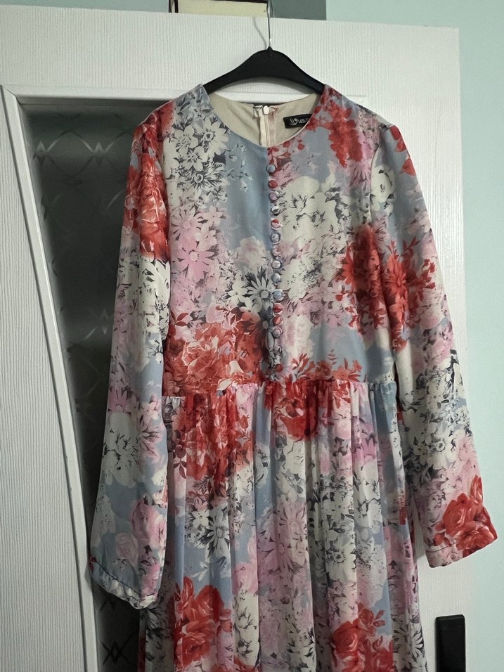 Uzun Kol Çok Renkli Bohem Uzun Elbise - Görsel 2