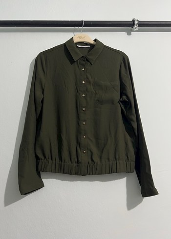Kadın Haki Düğmeli Gömlek - Görsel 2