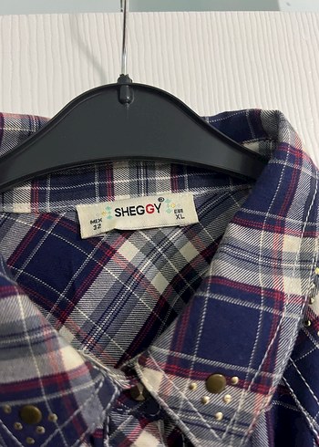 Kadın Lacivert Kareli Düğmeli Gömlek - Görsel 4