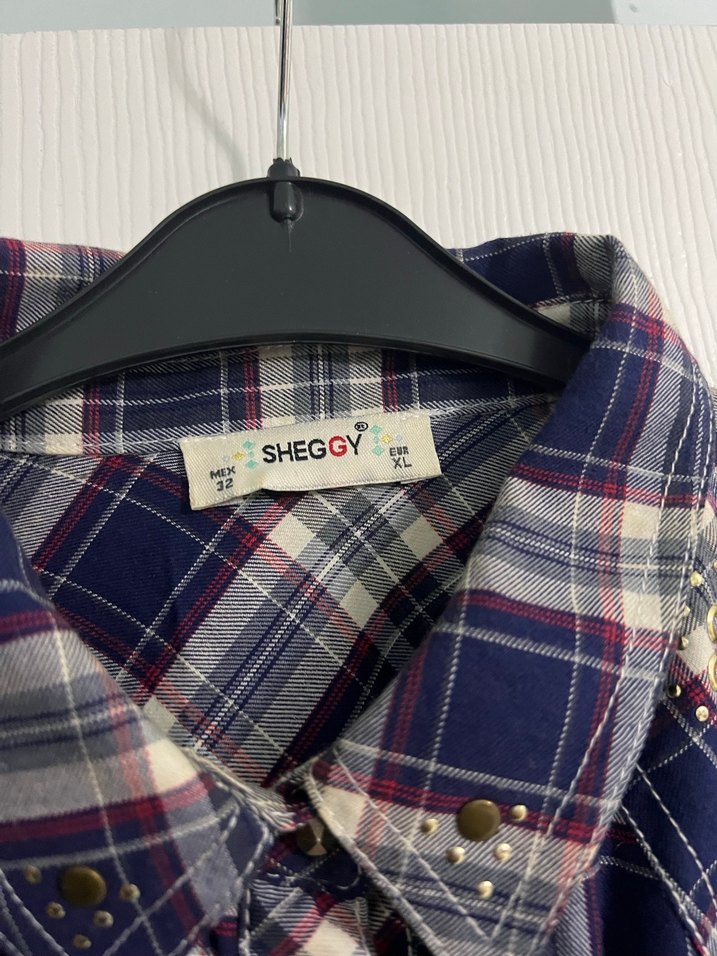 Kadın Lacivert Kareli Düğmeli Gömlek - Görsel 4