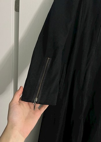 Siyah Kadın Uzun Fermuarlı kışlık pardesü - Görsel 3