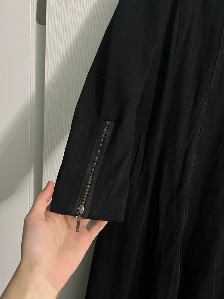 Siyah Kadın Uzun Fermuarlı kışlık pardesü - Görsel 3