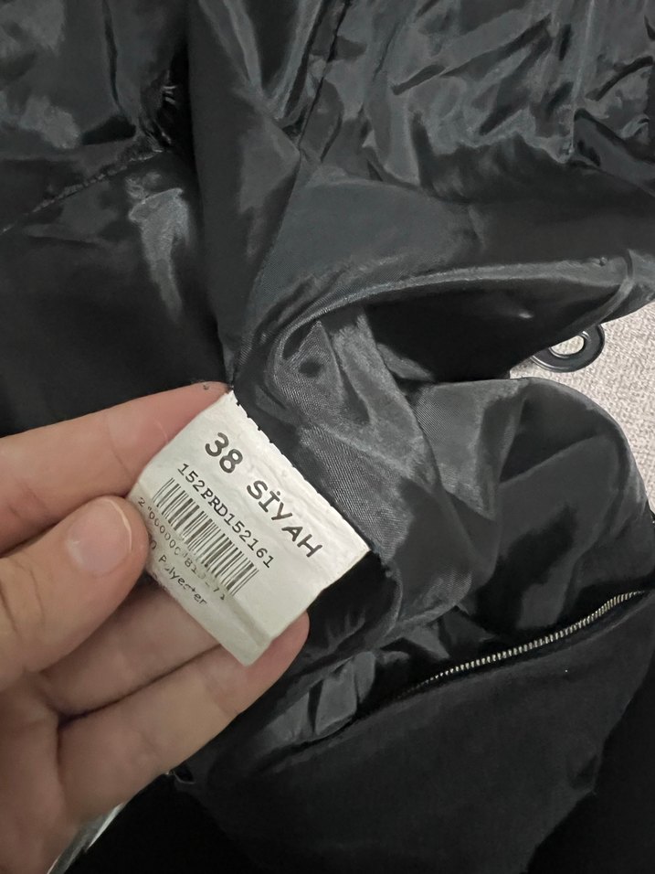 Siyah Kadın Uzun Fermuarlı kışlık pardesü - Görsel 5