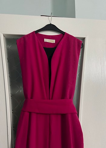 Pembe Kemerli Uzun Kadın Elbise - Görsel 2