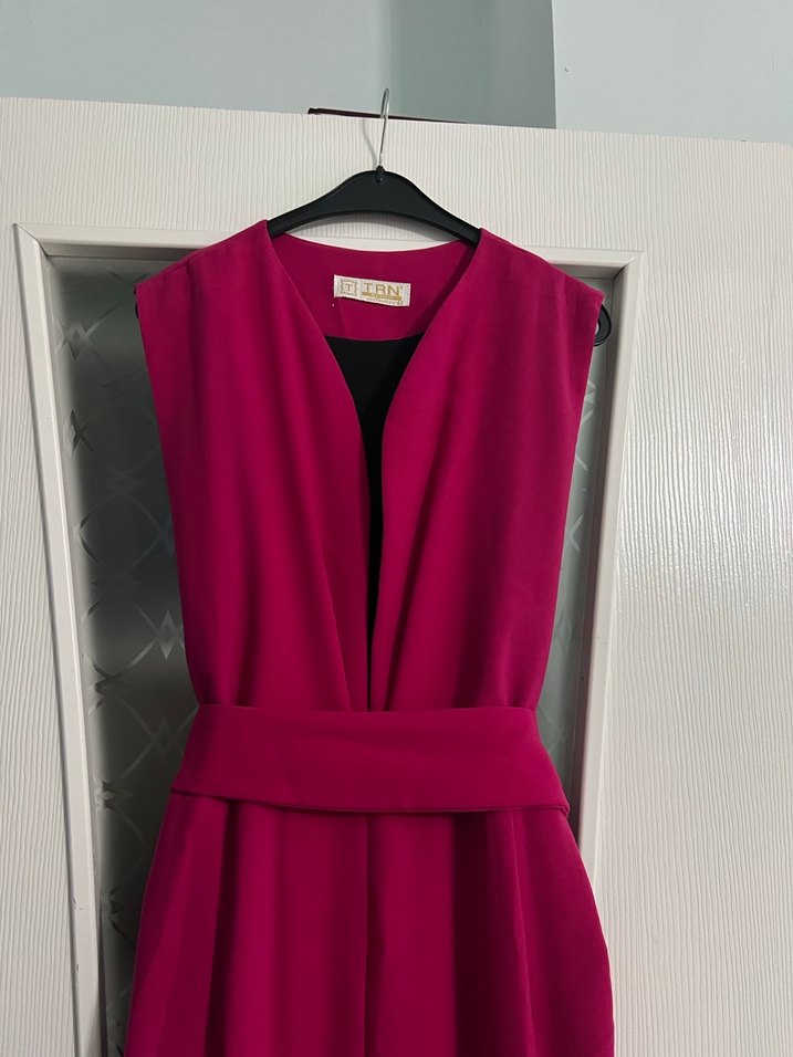 Pembe Kemerli Uzun Kadın Elbise - Görsel 2