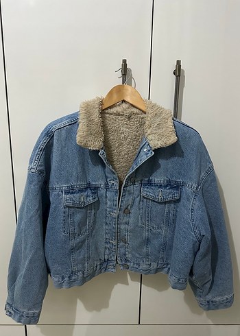 Peluş Detaylı Kadın Kot Ceket