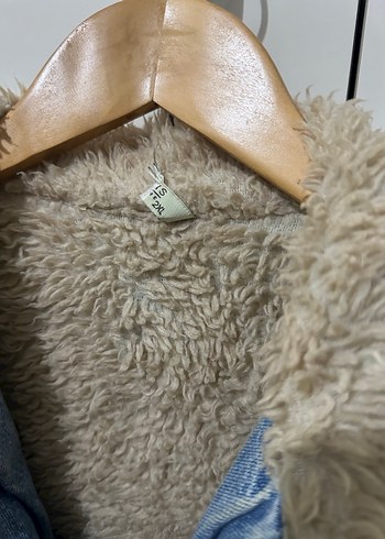 xl Beden mavi Renk Peluş Detaylı Kadın Kot Ceket