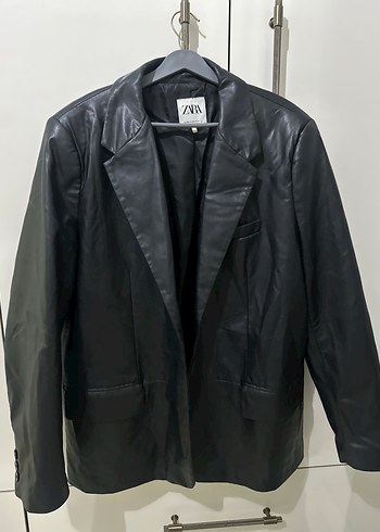 xxl Beden Zara Siyah Deri Blazer Ceket Kadın