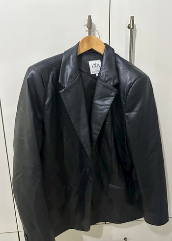Zara Zara Siyah Deri Blazer Ceket Kadın