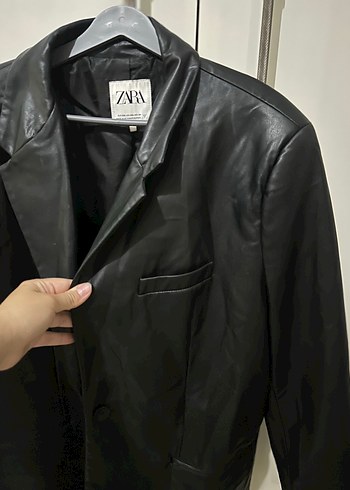 xxl Beden siyah Renk Zara Siyah Deri Blazer Ceket Kadın