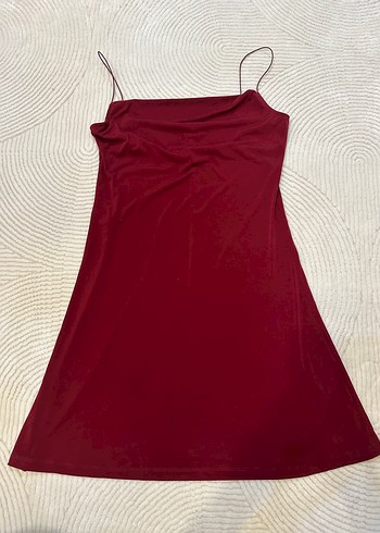 Bordo Askılı Elbise