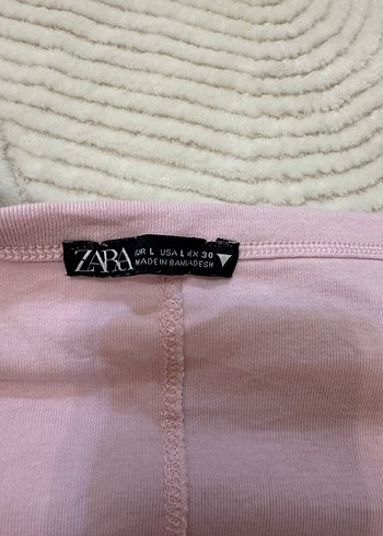 l Beden pembe Renk Zara Pembe Kadın Pamuklu Kısa Kollu Bluz