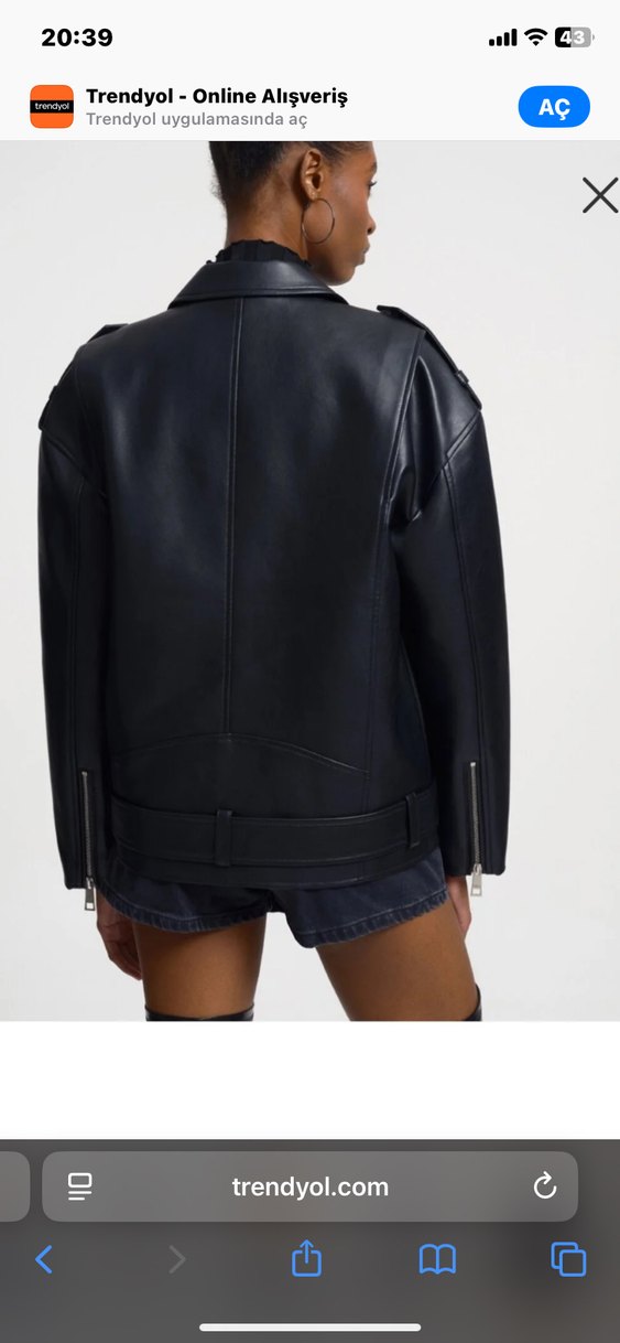 LOFT Kadın Siyah Deri Biker Ceket - Görsel 2