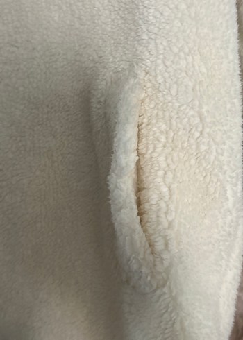 Beyaz Peluş Kadın Midi Kaban astarlı - Görsel 2