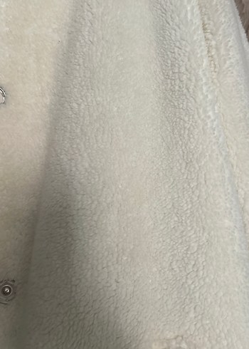 Beyaz Peluş Kadın Midi Kaban astarlı - Görsel 7