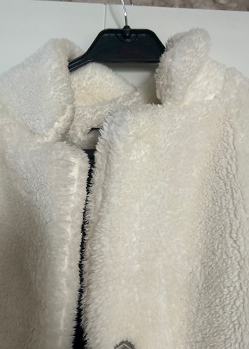 Beyaz Peluş Kadın Midi Kaban astarlı - Görsel 9