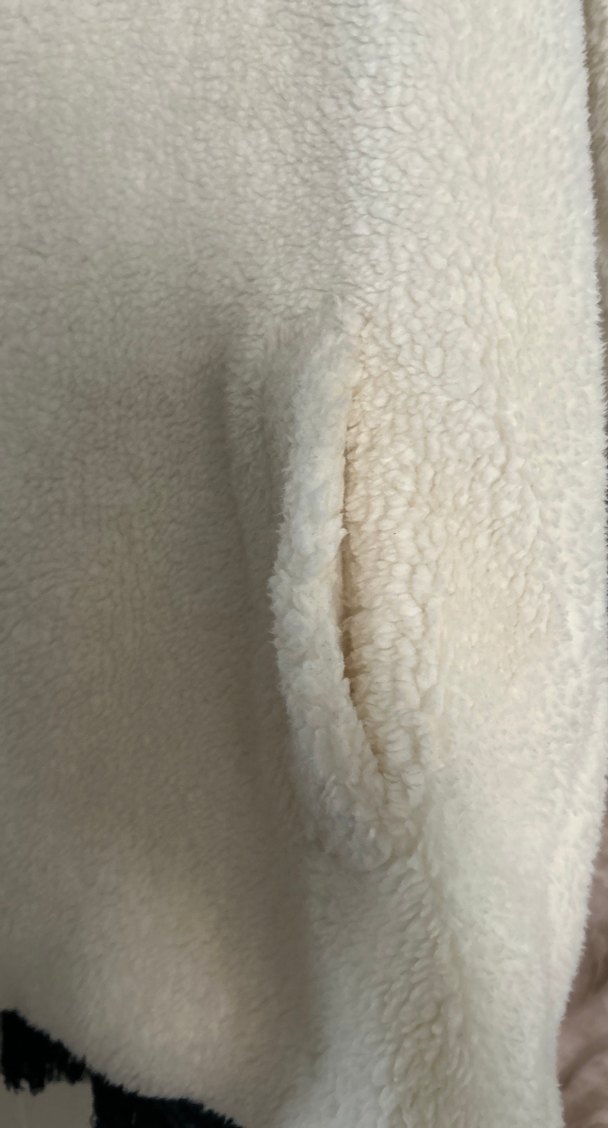 Beyaz Peluş Kadın Midi Kaban astarlı - Görsel 2