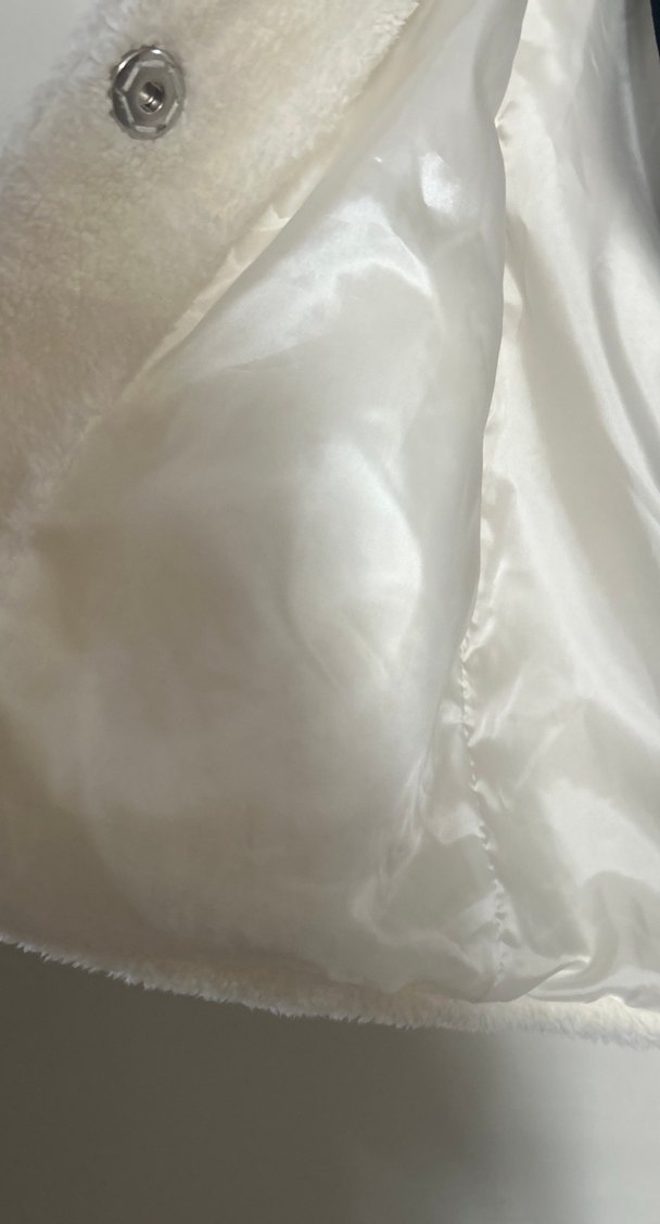 Beyaz Peluş Kadın Midi Kaban astarlı - Görsel 3