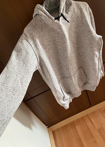 Gri Kapüşonlu Erkek Sweatshirt - Görsel 3