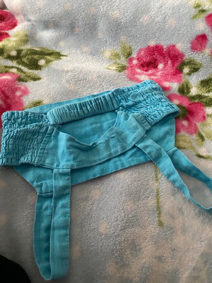 Turkuaz Askılı Keten Crop Top - Görsel 3