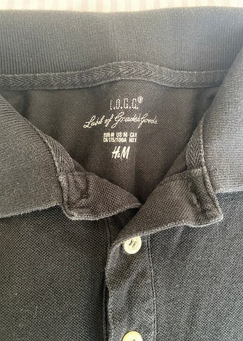 H&M Düğmeli Siyah Erkek Polo Tişört