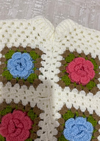 Çiçekli Örgü Kız Panço - Görsel 2