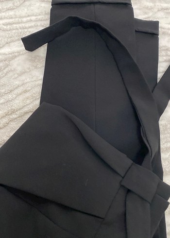 Kemerli Siyah Kadın Kumaş Pantolon - Görsel 3