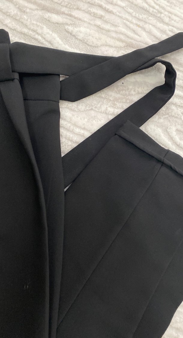 Kemerli Siyah Kadın Kumaş Pantolon - Görsel 2