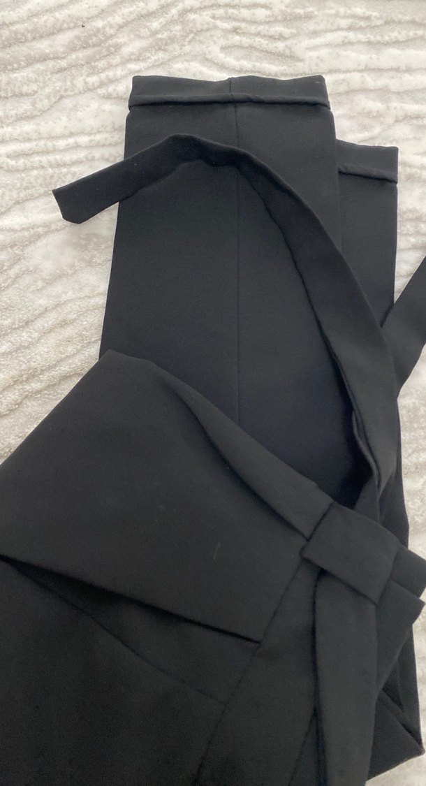 Kemerli Siyah Kadın Kumaş Pantolon - Görsel 3