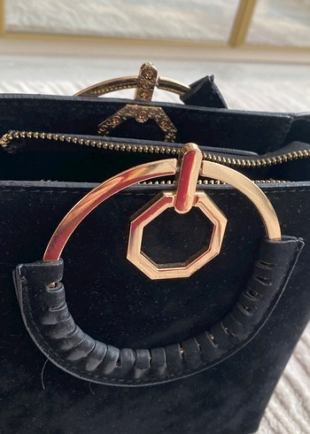 Siyah Süet Tokalı Kadın Çanta - Görsel 3