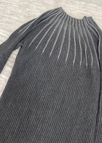 Gri Yüksek Yakalı Kadın Triko Kazak - Görsel 2