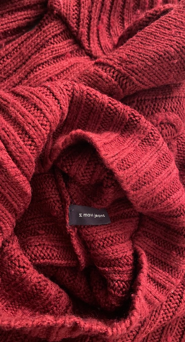 Bordo Yün Kazak, Boğazlı, İnce Örgü - Görsel 3