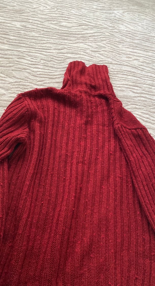 Bordo Yün Kazak, Boğazlı, İnce Örgü - Görsel 2