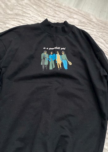 Siyah Baskılı Kadın Sweatshirt - Görsel 2