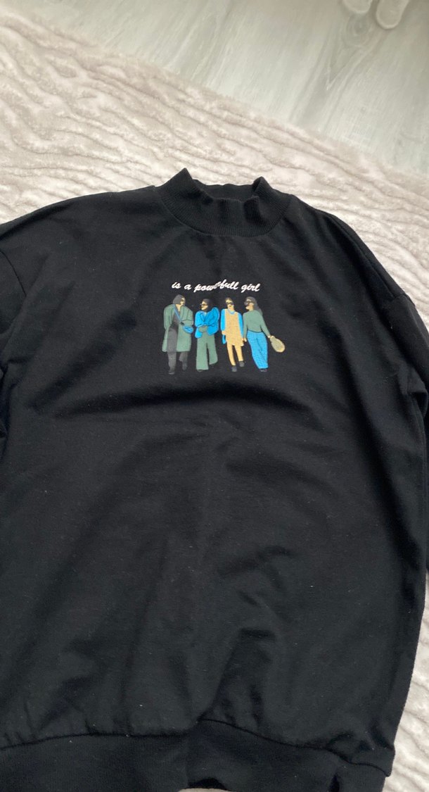 Siyah Baskılı Kadın Sweatshirt - Görsel 2