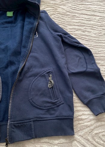 Kapüşonlu Mavi Fermuarlı Erkek Sweatshirt - Görsel 3