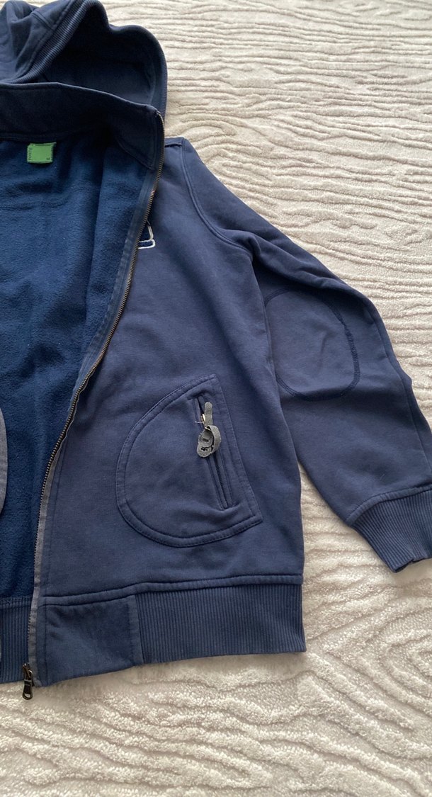 Kapüşonlu Mavi Fermuarlı Erkek Sweatshirt - Görsel 3