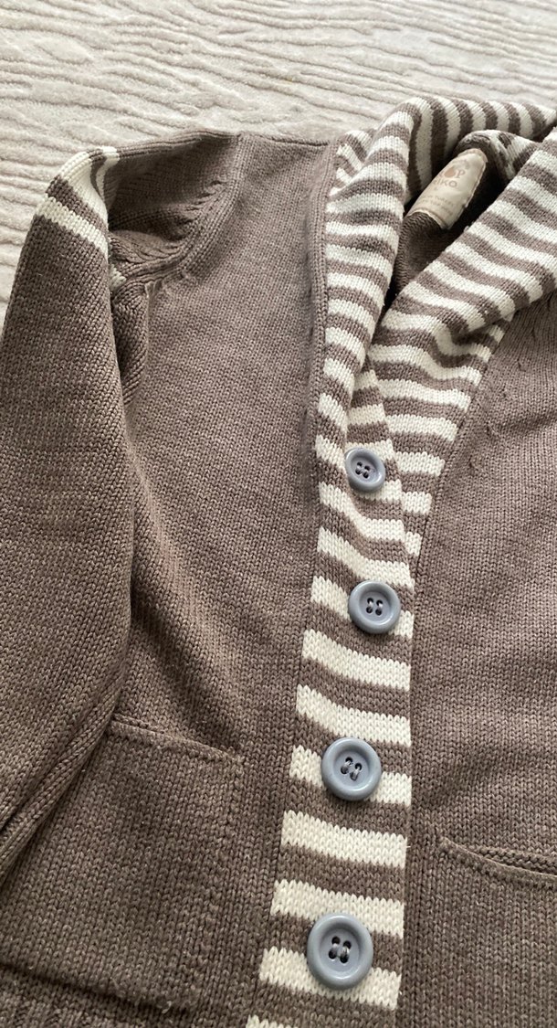 Düğmeli Kahverengi Erkek Triko Hırka - Görsel 2