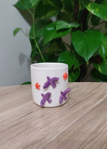 Kuş detaylı kahve fincanı 