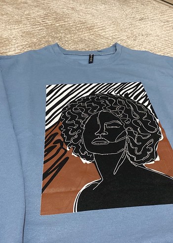 Mavi Baskılı Kadın Sweatshirt - Görsel 2