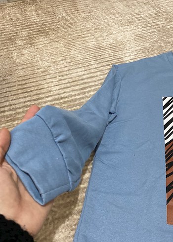 Mavi Baskılı Kadın Sweatshirt - Görsel 3