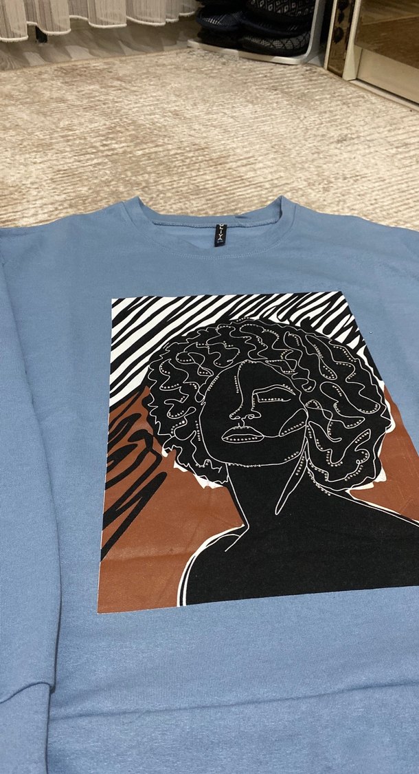 Mavi Baskılı Kadın Sweatshirt - Görsel 2