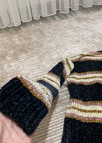 Çizgili Bohem Kadın Triko Kazak - Görsel 4