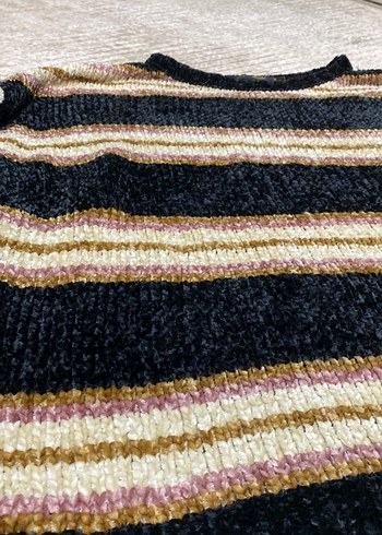 Çizgili Bohem Kadın Triko Kazak - Görsel 3