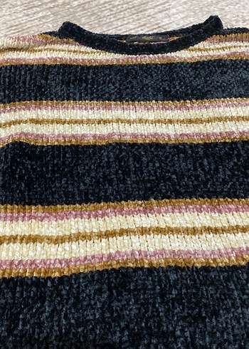 Çizgili Bohem Kadın Triko Kazak - Görsel 2